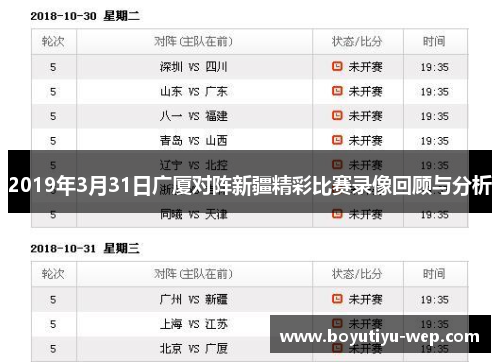 2019年3月31日广厦对阵新疆精彩比赛录像回顾与分析